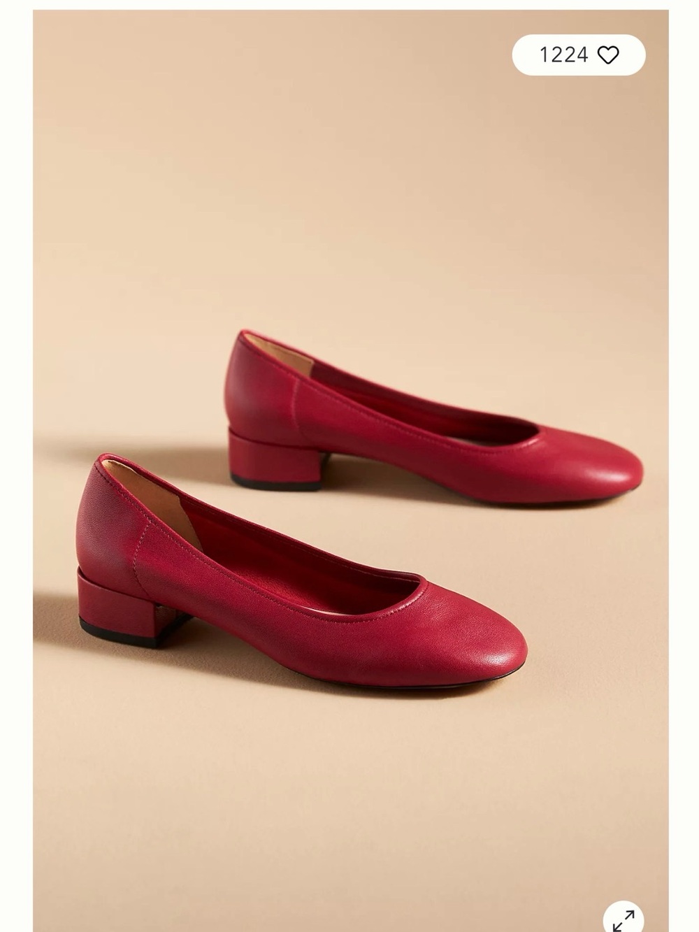 Anthropologie Cranberry Round-Toe Low Block Heel Pumps